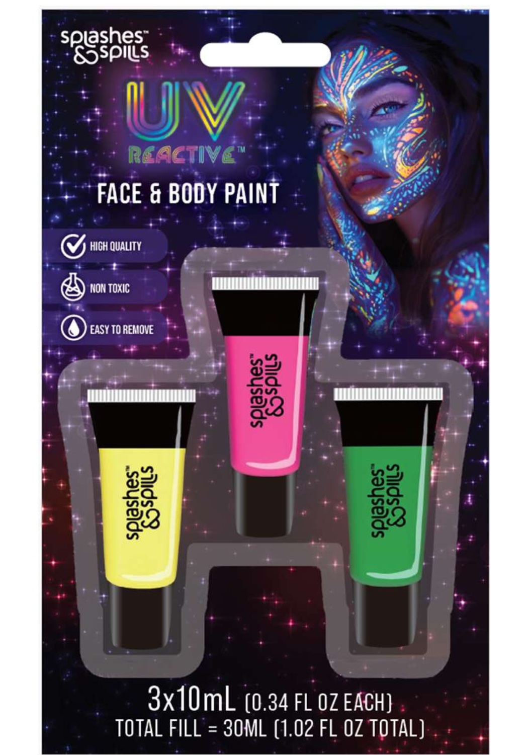 UV Reactive Face & Body Paint for Halloween and Stage Cosmetics