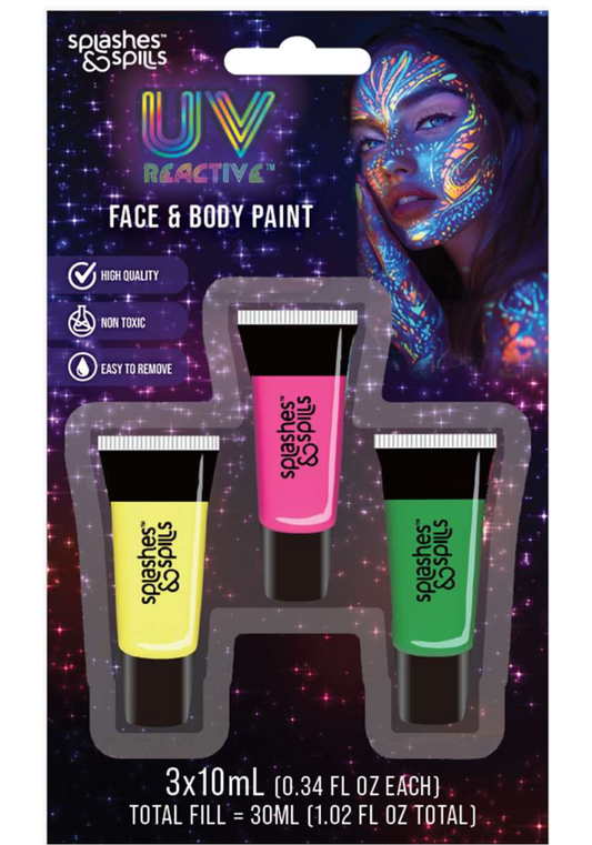 UV Reactive Face & Body Paint for Halloween and Stage Cosmetics